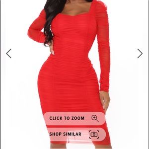 Red Fashion Nova “did you mesh me” dress